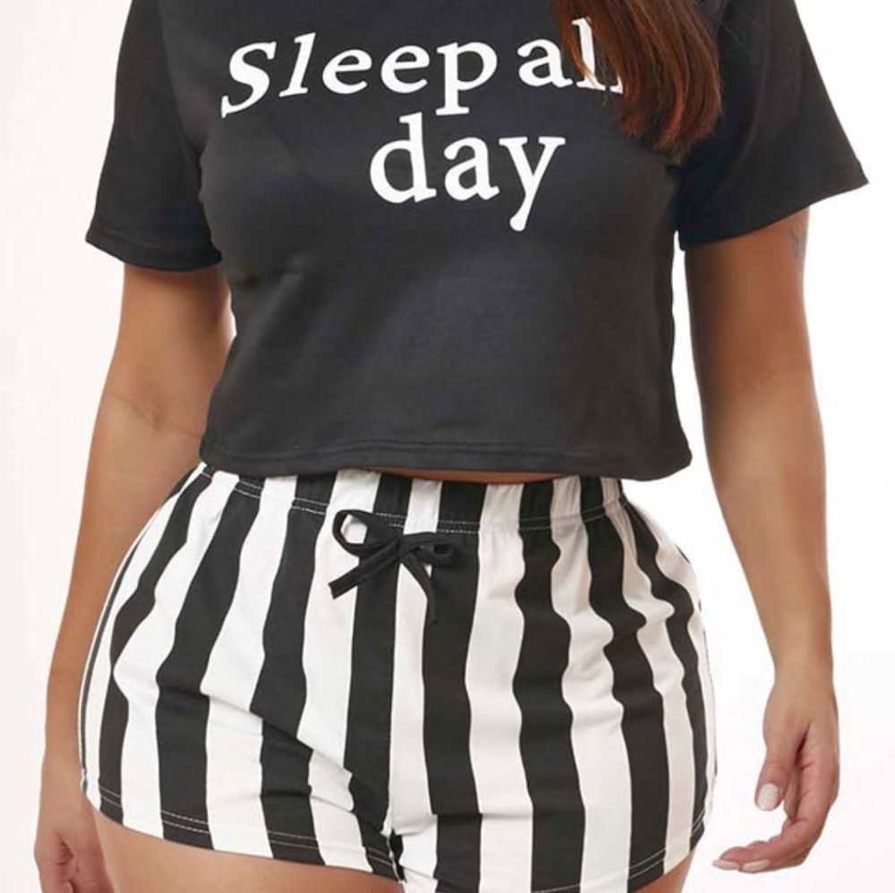 Leisure Print Black Sleepwear Set